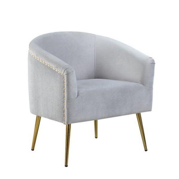 Amanda-Armed Contour Upholstered Barrel Chair - Light Grey