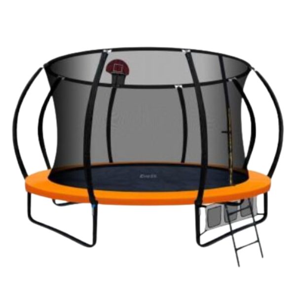 Heavy Duty Orange Trampoline with Enclosure - 305 cm