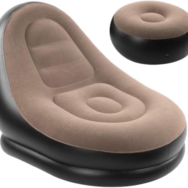 Inflatable Lazy Sofa with Foot Stool – Portable Lounge Chair Set for Indoor & Outdoor Use – Comfortable, Durable, and Easy to Inflate – Ideal for Living Room, Dorm and Camping