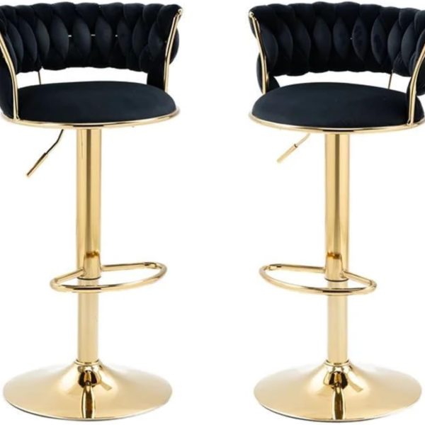Velvet Swivel Luxury Bar Stools - Set Of 2
