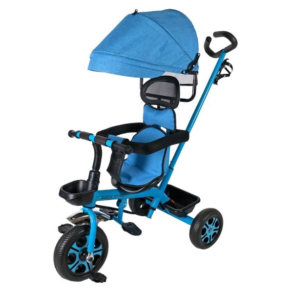 Baby Links Infant Tricycle Stroller with Sunshade, Push Bar, Safety Bar - Blue