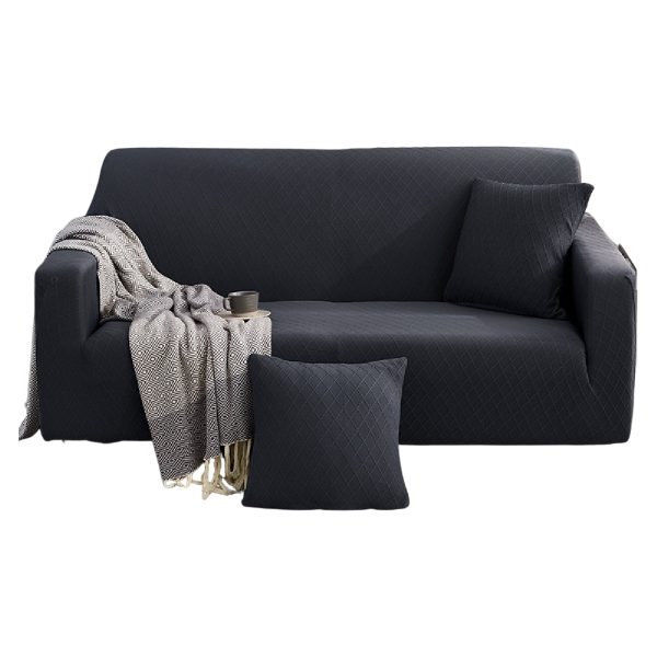 Washable 3.2.1 Seater - The Hub - Stretch Jacquard Couch Covers - Black
