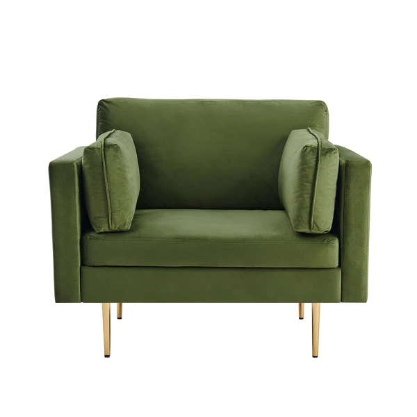 Paige Velvet 1 Seater Sofa Armchair - Green