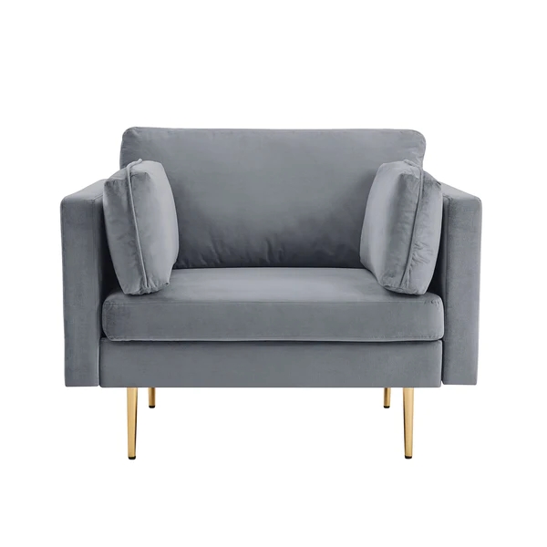 Paige Velvet 1 Seater Sofa Armchair - Grey