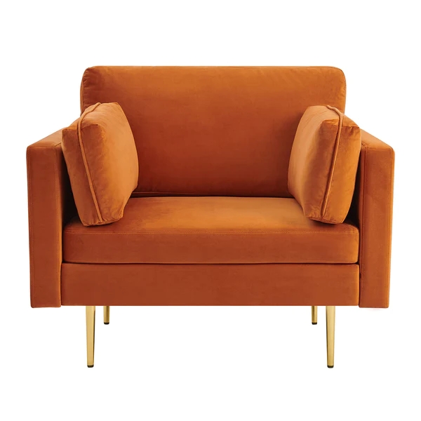 Paige Velvet 1 Seater Sofa Armchair - Orange