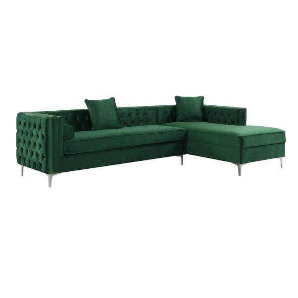 Zanna Contemporary L-Shape Sectional Sofa Suite - Emerald Green