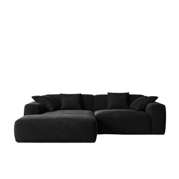 Comfy Home Furnitures -Bria Velvet Corner Couch/ L Shape Sofa - Black