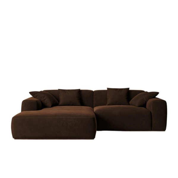 Comfy Home Furnitures -Bria Velvet Corner Couch/ L Shape Sofa - Brown