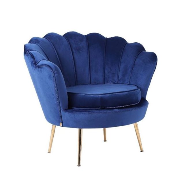 Designer Concepts Tulip Single Seater Velvet Couch - Blue