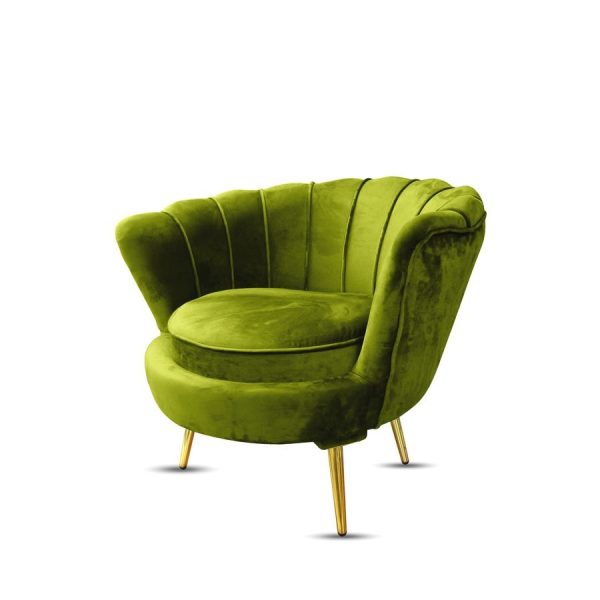 Exclusive Home Decor-Luxury Flower Velvet Chair-Multi Purpose Use - Olive Green Velvet
