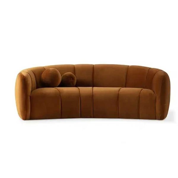 Rose Channel Tufted Curved 3 Seater Couch Sofa - Brown