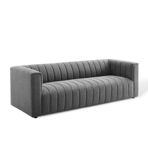 Reflection Channel Tufted Upholstered Sofa - Grey