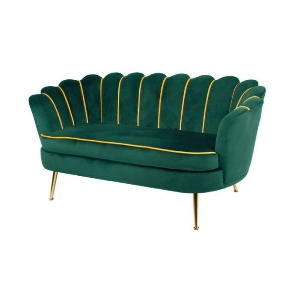 Decorotika Flared Arm Velvet Loveseat - Green, Gold