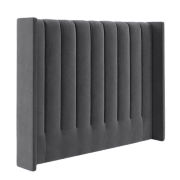 Velvet Paneled Tufted Headboard- Charcoal - Single