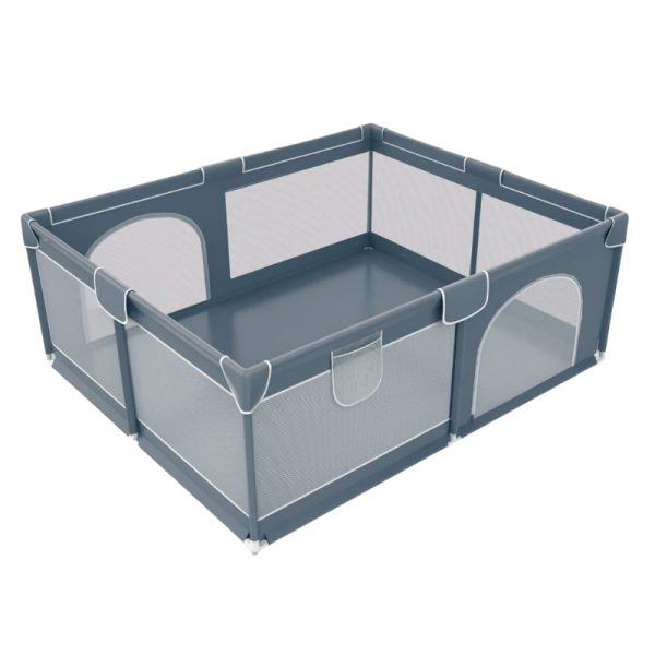 Baby and Toddler Double Door Safety Play Pen with 360 Views - Grey