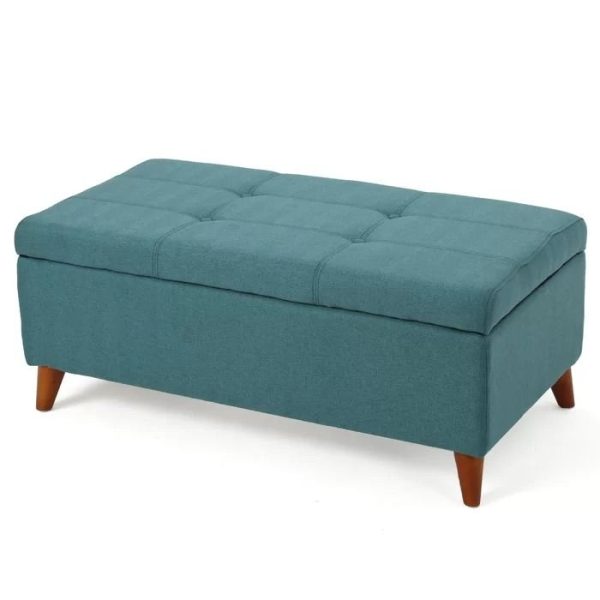 Tallu Upholstered Storage Ottoman in Green Velvet - Single