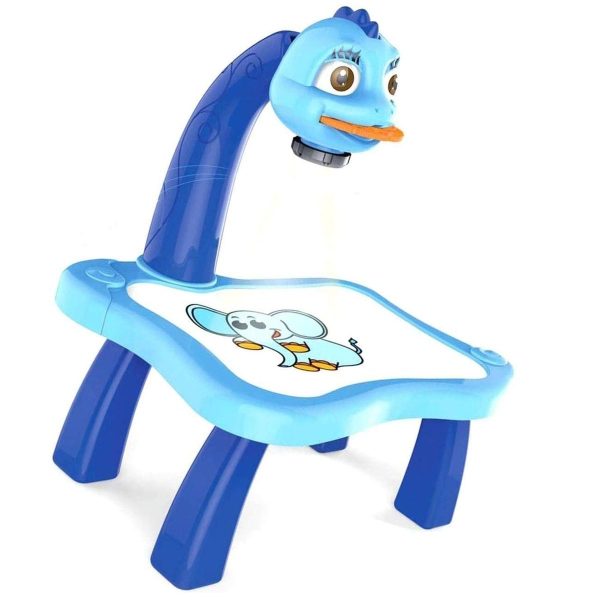 Kids Painting Learning Desk with Smart Projector Light Music Toy - Blue