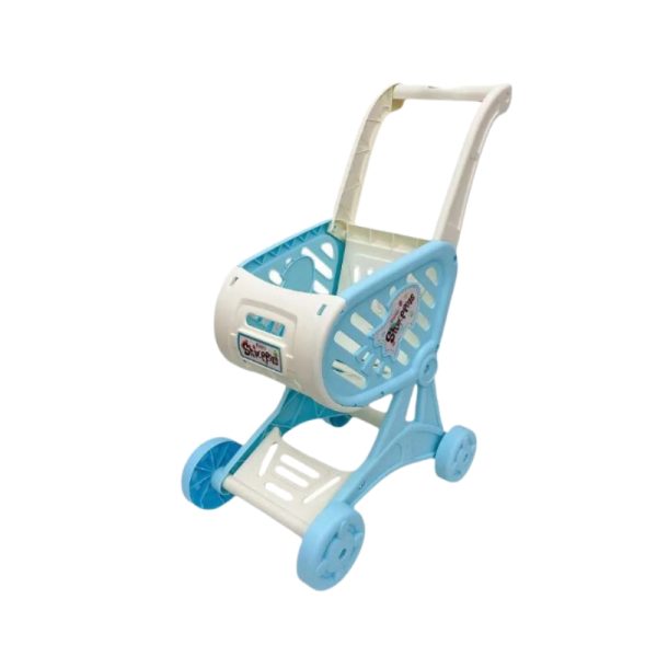Kids Shopping Cart Grocery Cart Toy Mini Supermarket Trolley Handcart - Blue