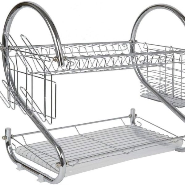 2 Layer Dish Drainer Drying Rack For Kitchen Storage