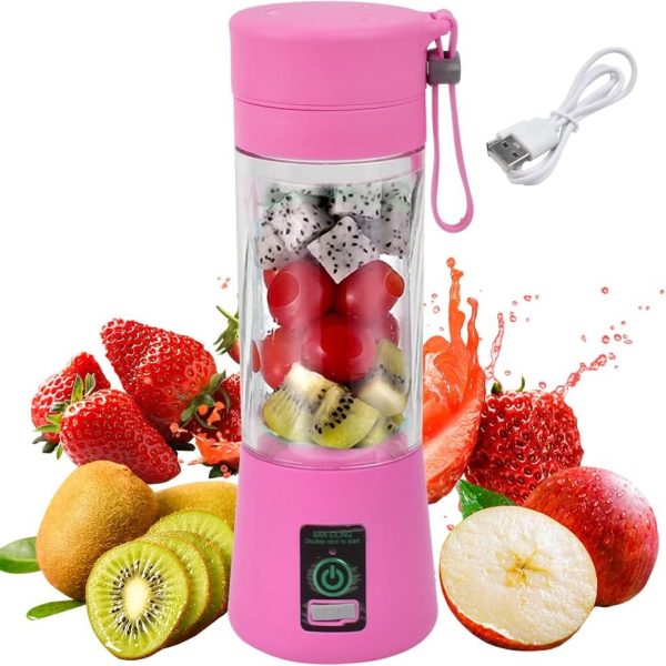 Portable Blender,Personal Blender Portable Juicer Cup Fruit Mixer,Mini Juice Blender for Smoothies and Shakes,with 6 Power Blades Travel Blender for Travel Gym Outdoor, Pink Fresh Juice Blender Bottle