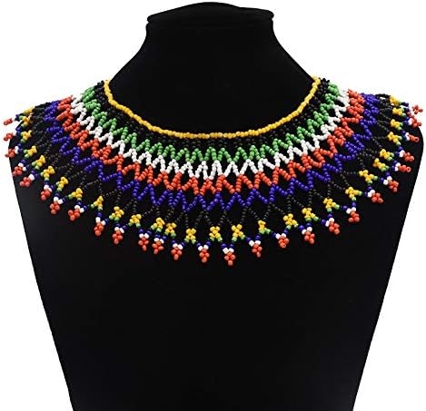 HENGYID Multicolor African Necklace| African Jewelry| Zulu Beaded Bib Necklace| South African Statement Necklace| Maasai Necklace| Sister Gifts|