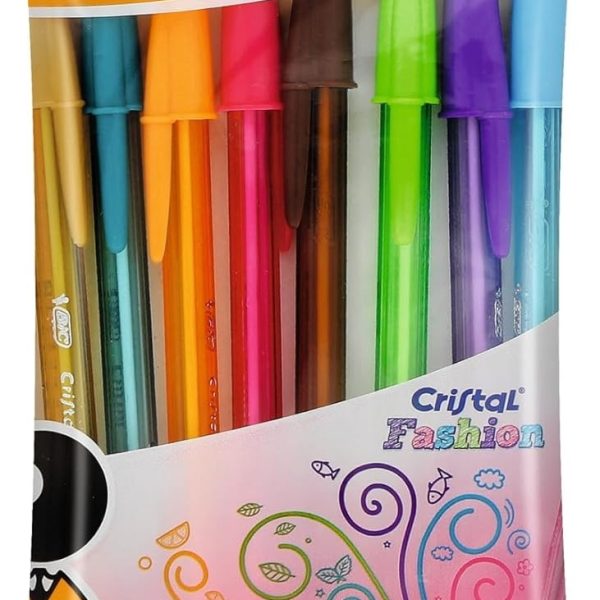 BIC Cristal Fashion Colours 8 Ballpoint Pen in Pouch, Multicolor