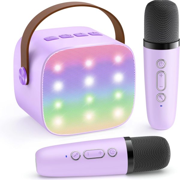 YLL Mini Kids Karaoke Machine with 2 Microphones, Karaoke Gifts for Girls Ages 3, 4, 5, 6, 7, 8, 9, 10, 12 +Year Old, 4-12 Years Old Birthday Toy Easter Gift for Girls Boys (Purple)