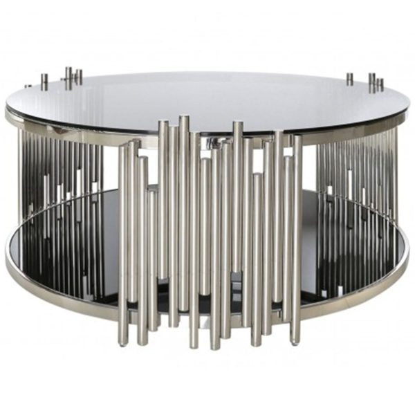 Coffee Tables - Rounded Tempered Glass Top - Silver