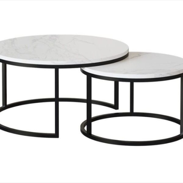 Furnny Nesting Coffee Table Round End Table Stacking Side Tables - Set of 2