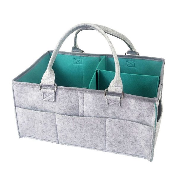 Baby Diaper Caddy Storage Organizer Carrier Bag - Grey/Blue Green
