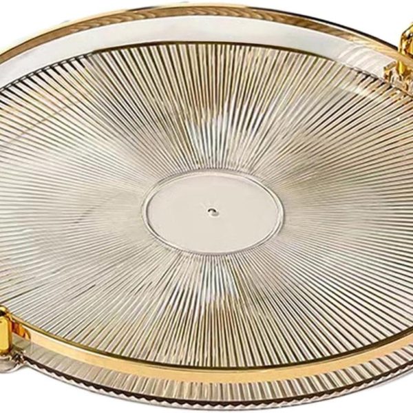 Crystal Clear Round Tray: Set of 2 - Gold, Transparent