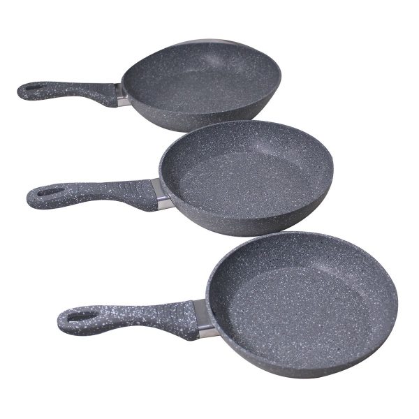 Convertible Granite Non-Stick Fry Pan 3 Piece Set - 20, 24 and 28cm - Grey