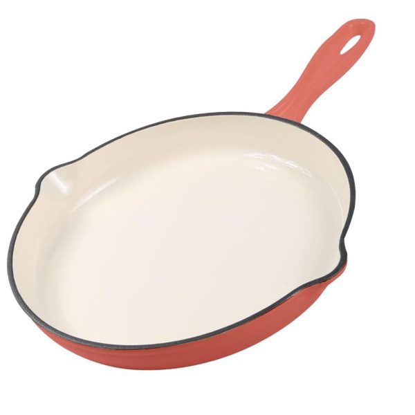 26cm Large - Hot Selling Peach Enameled Cast Iron Saute Skillet Frying Pan
