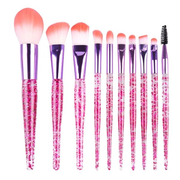 10pcs Transparent Crystal Liquid Makeup Foundation Blush Brushes Brush Set