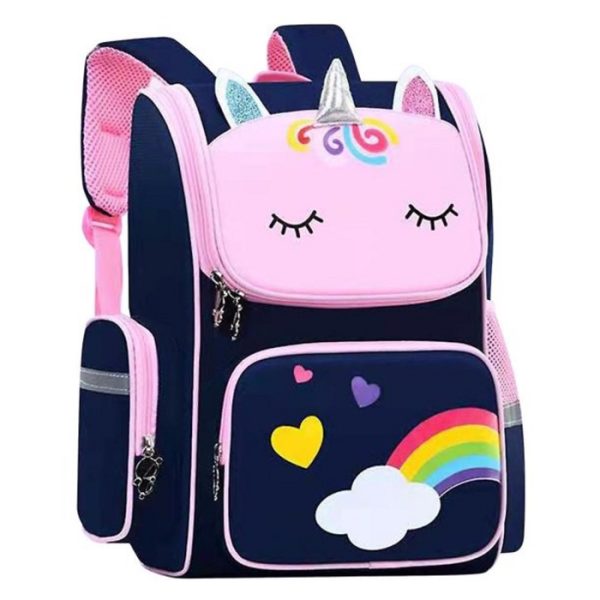 Kids Unicorn Design School Backpack - Navy