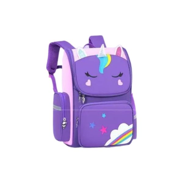 Kids Unicorn Design School Backpack - Purple