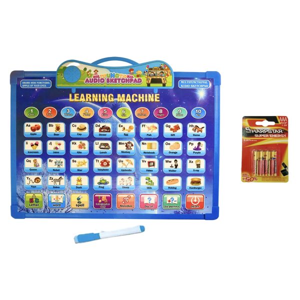 2-in-1 Interactive Educational Sound Learning & Drawing Board + Batteries