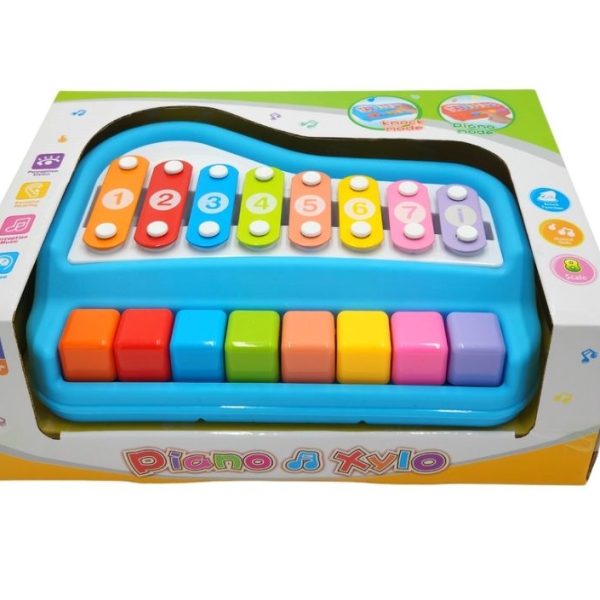 2 in 1 Piano Xylophone Musical Educational Toy For Kids - Blue
