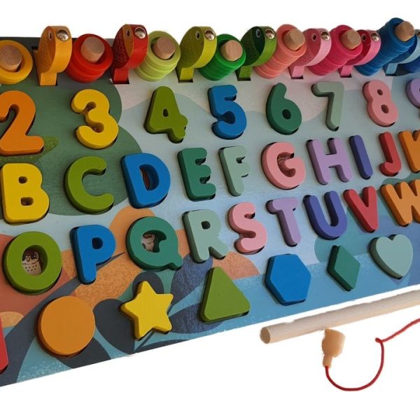 6 in 1 Fishing Logarithmic Wooden puzzle Board and fishing game