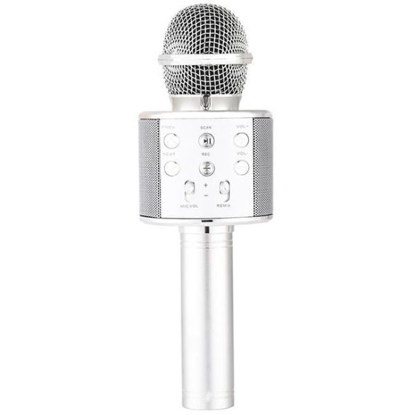 Wireless Bluetooth Karaoke Singing Microphone for Kids - Silver