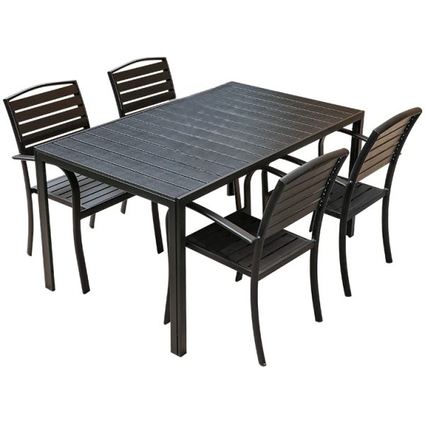 All Weather Outdoor Patio Furniture Set 5 Piece Outdoor Dining Set - Black