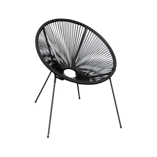 Rattan & Steel Round Perla Patio Chair - Black