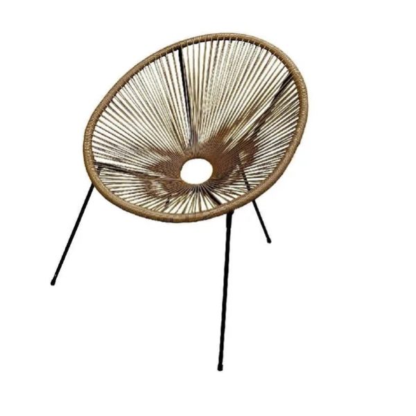 Rattan & Steel Round Perla Patio Chair - Brown
