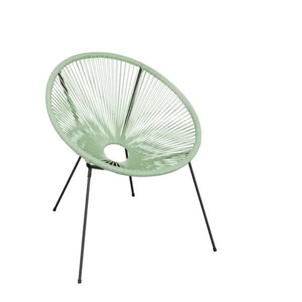 Rattan & Steel Round Perla Patio Chair - Cactus Green