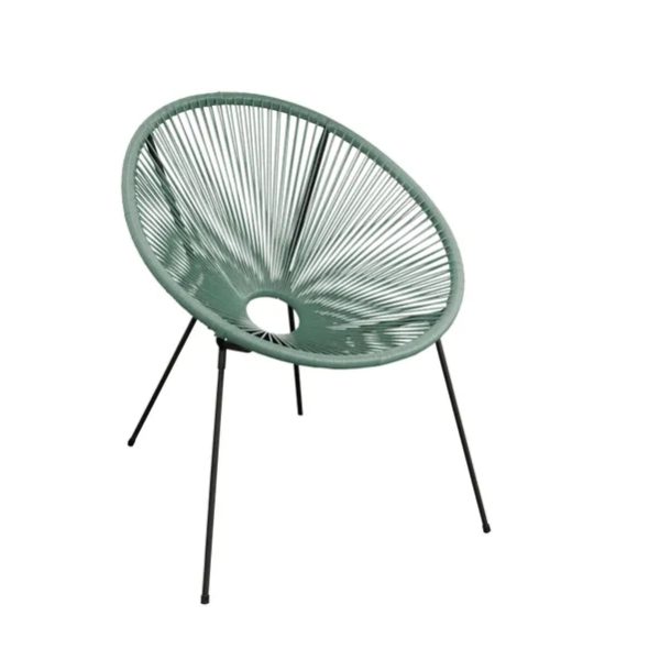 Rattan & Steel Round Perla Patio Chair - Dark Green