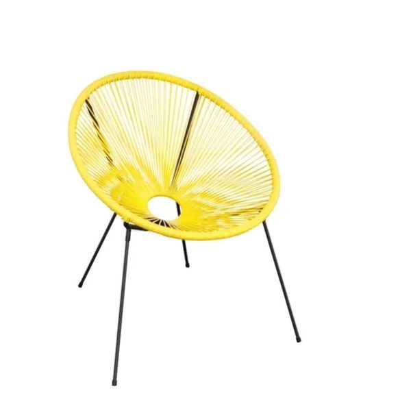 Rattan & Steel Round Perla Patio Chair - Yellow