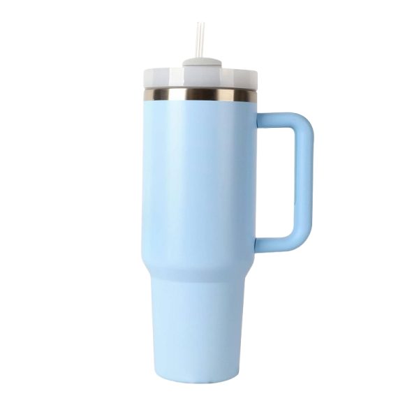 1.2L Tumbler with Handle Straw Lid, Stainless Steel Travel Mug - Baby Blue