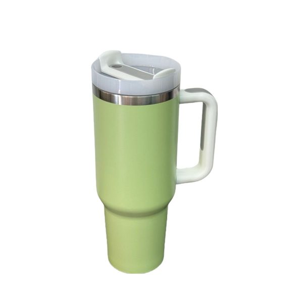 1.2L Tumbler with Handle Straw Lid, Stainless Steel Travel Mug - Bay Leaves