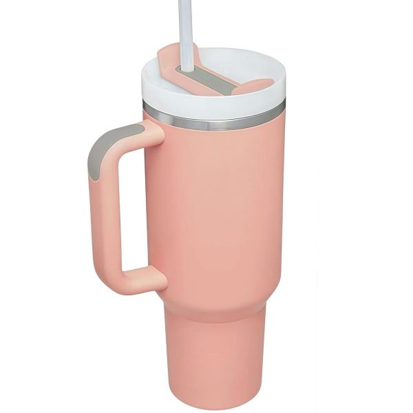 1.2L Tumbler with Handle Straw Lid, Stainless Steel Travel Mug - Cinnamon