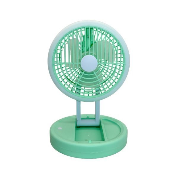 Foldable and Portable Circulating Table Fan with Lamp - Green